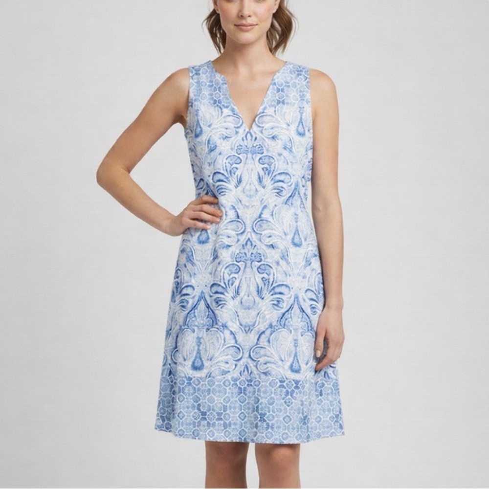 J McLaughlin Blue Catalina Cloth Sleeveless A Line Dress Size MEDIUM